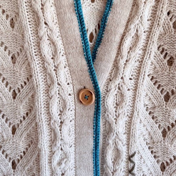Sundance Art Knit Embroidered Cardigan Ivory Boho Button Front Women’s XS - Picture 7 of 14